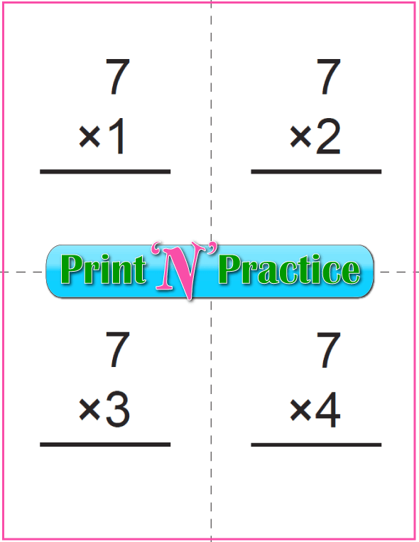 Printable Multiplication Flash Cards 7x