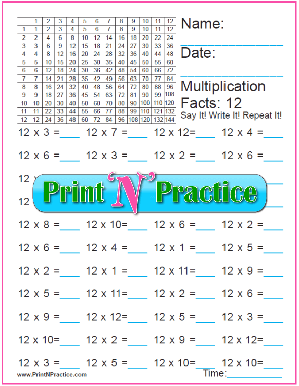 70 Fun Multiplication Worksheets Charts Flash Cards
