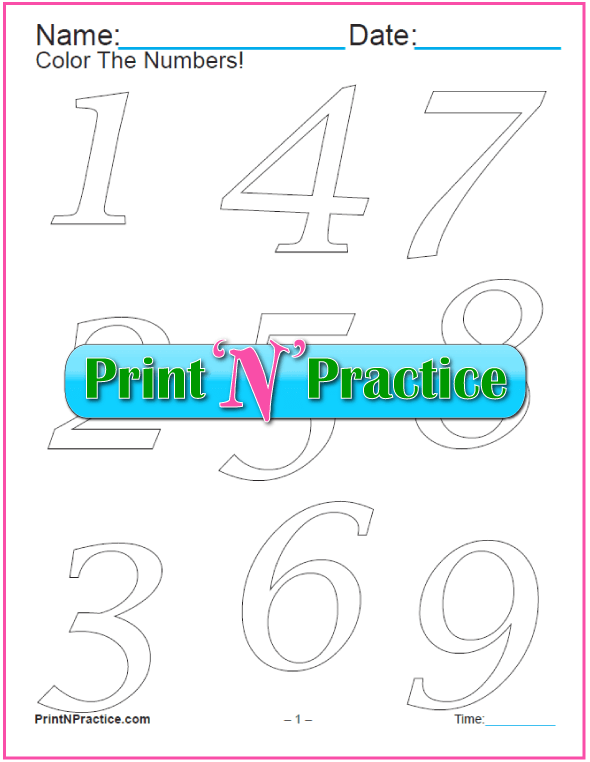 numbers coloring pages printable