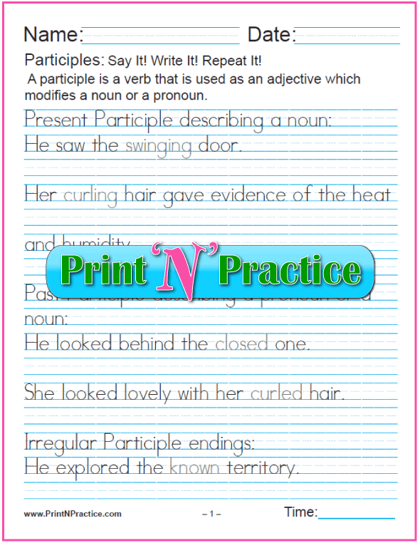 Gerund And Infinitive Exercises And Participle Worksheets