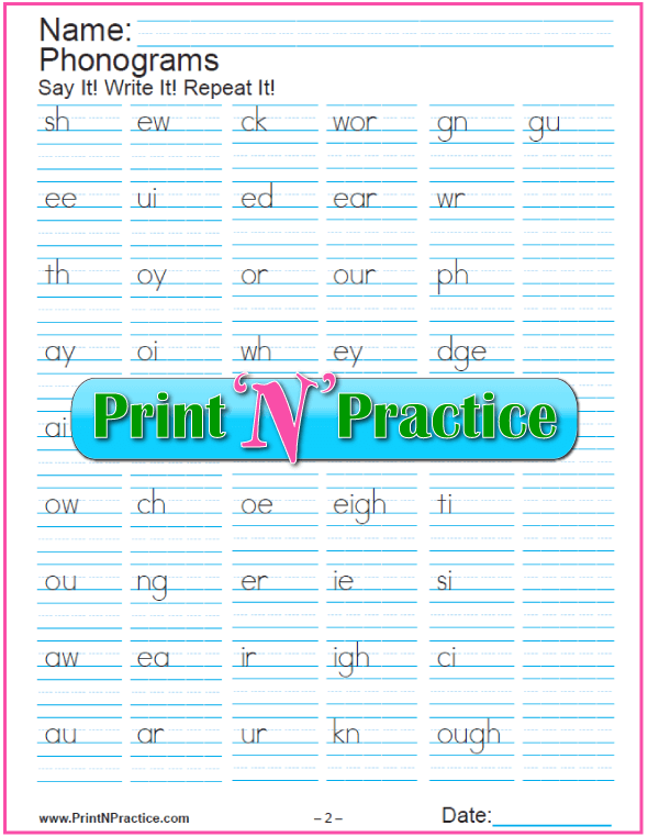 Printable Multi-letter Phonogram Worksheets
