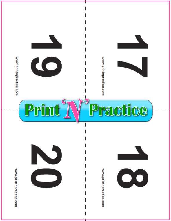 Preschool Number Flashcards 17-20