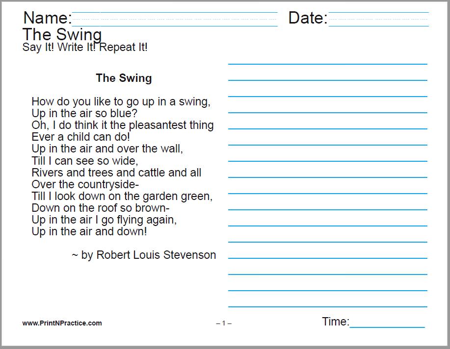 Handwriting Chart Print