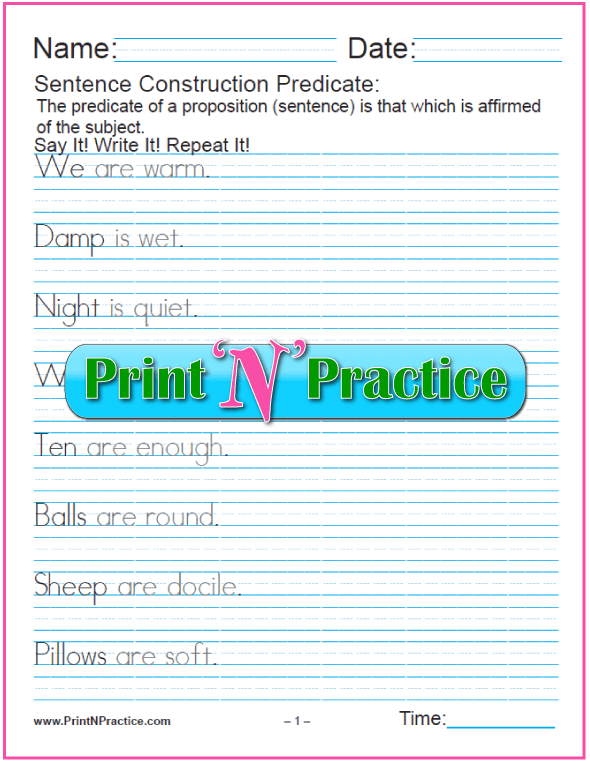 Predicate Nominative Worksheets Practice Printables