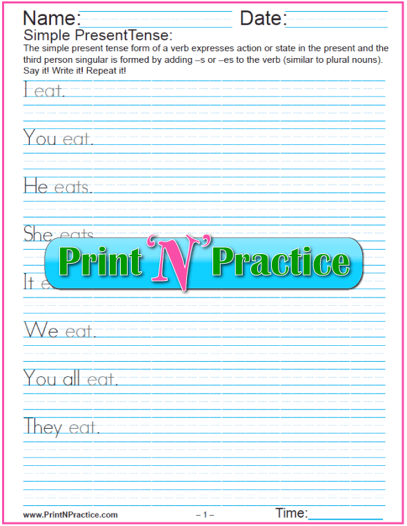 Past, Present & Future Verbs Facts & Worksheets For Kids