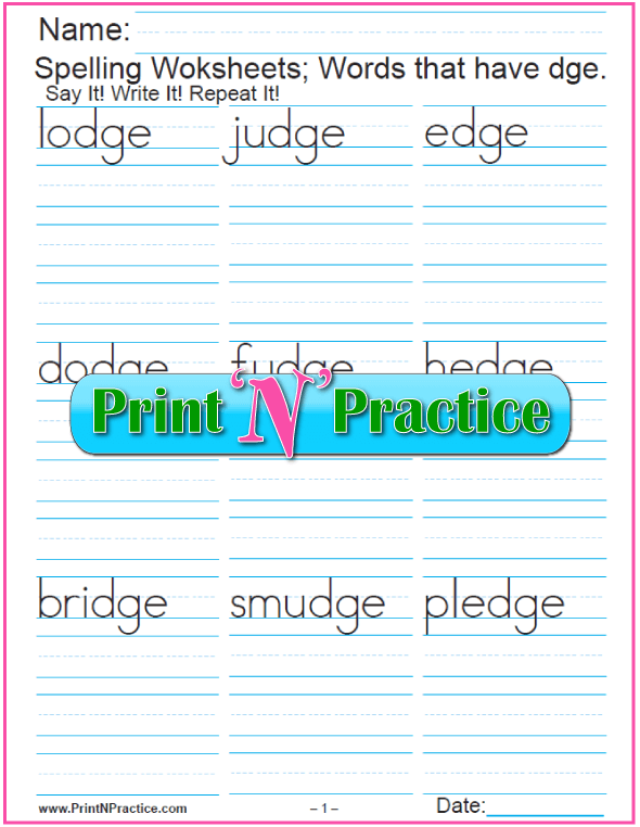 DGE Trigraph Worksheet