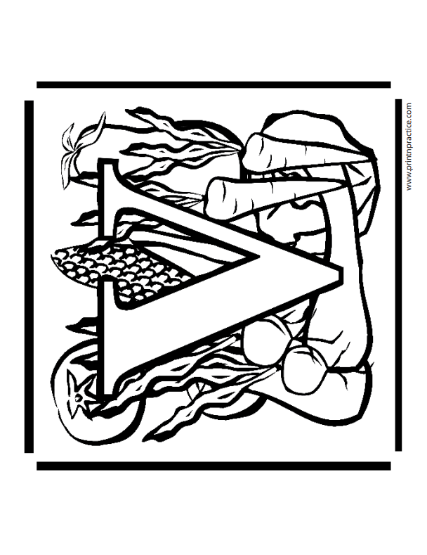 V For Veggies Alphabet Coloring Sheets